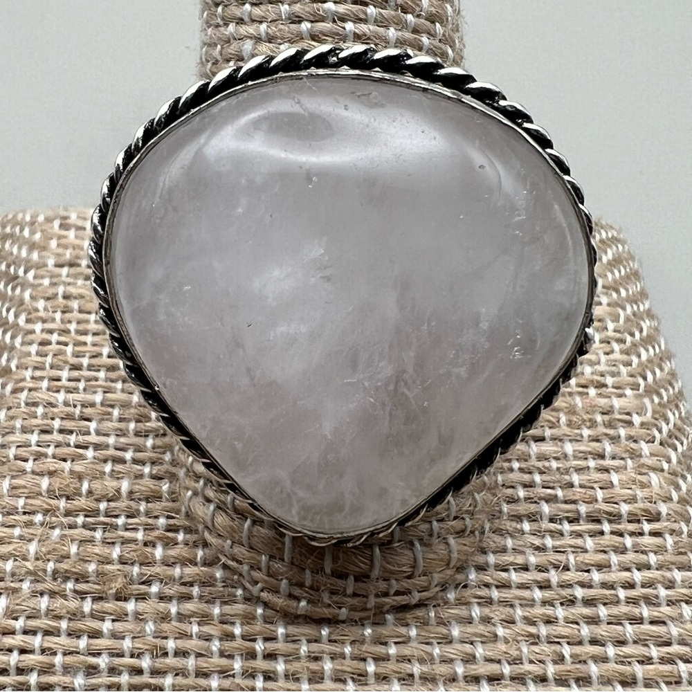 New Quartz Crystal Stone Sterling Silver Overlay Ring Size 10.5 - 10-75